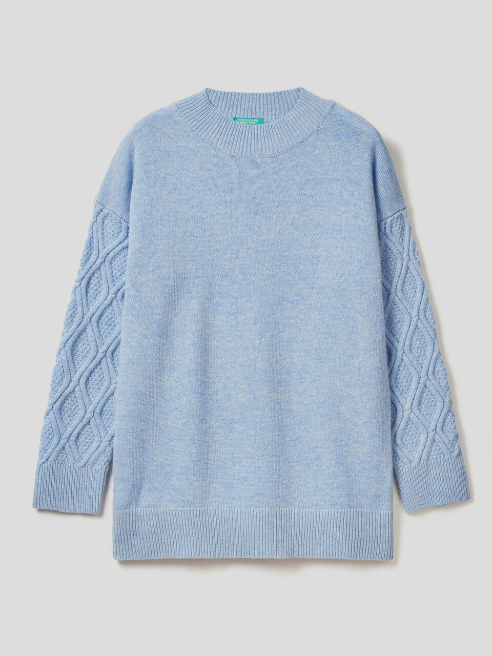 Turtleneck sweater with knit sleeves image number 1