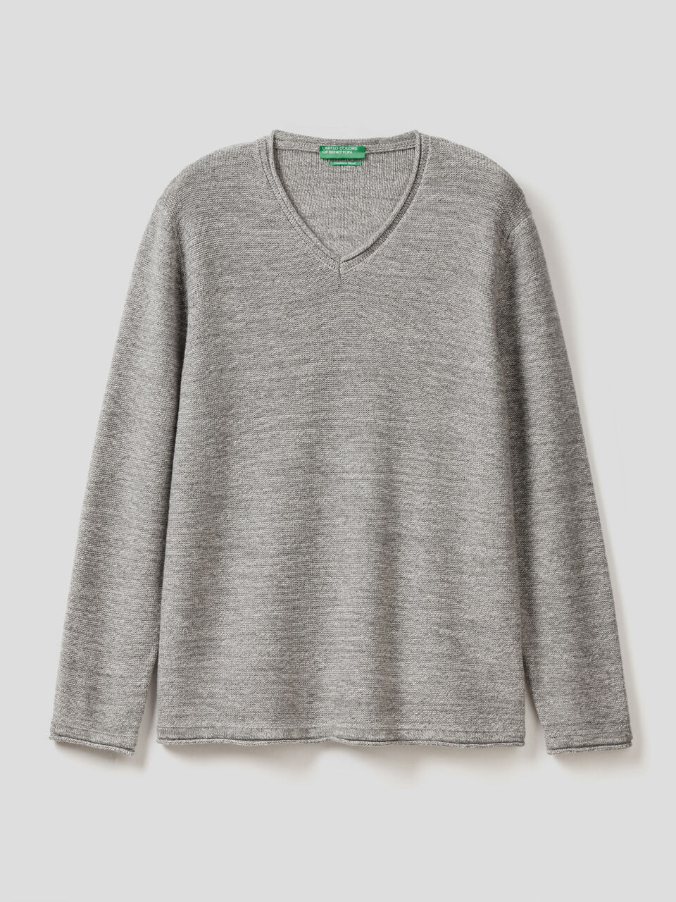 Mélange look sweater with V-neck image number 1