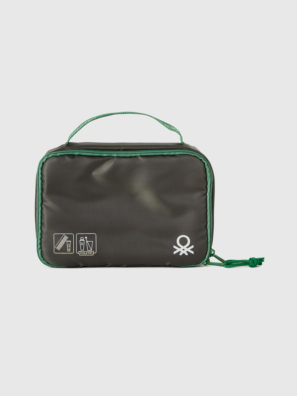 Military green travel toiletry bag with hook image number 1