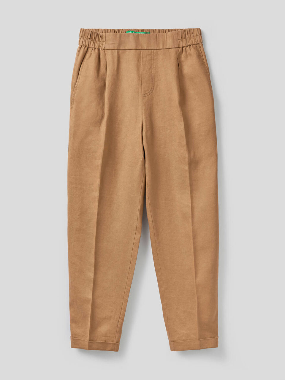 Cropped trousers in 100% linen image number null