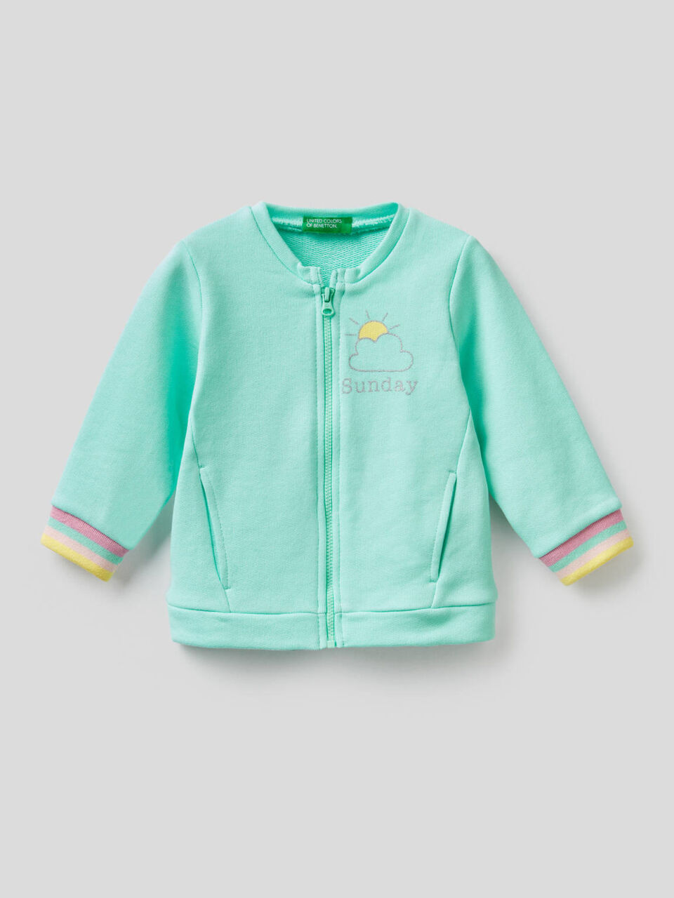 100% cotton sweatshirt with zip image number null