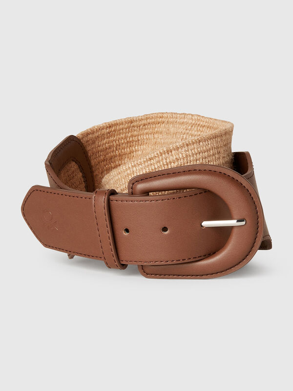High raffia effect belt Women
