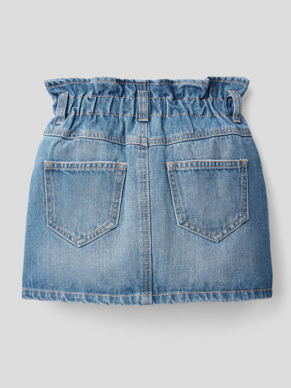 Denim skirt with ruffled waist image number null