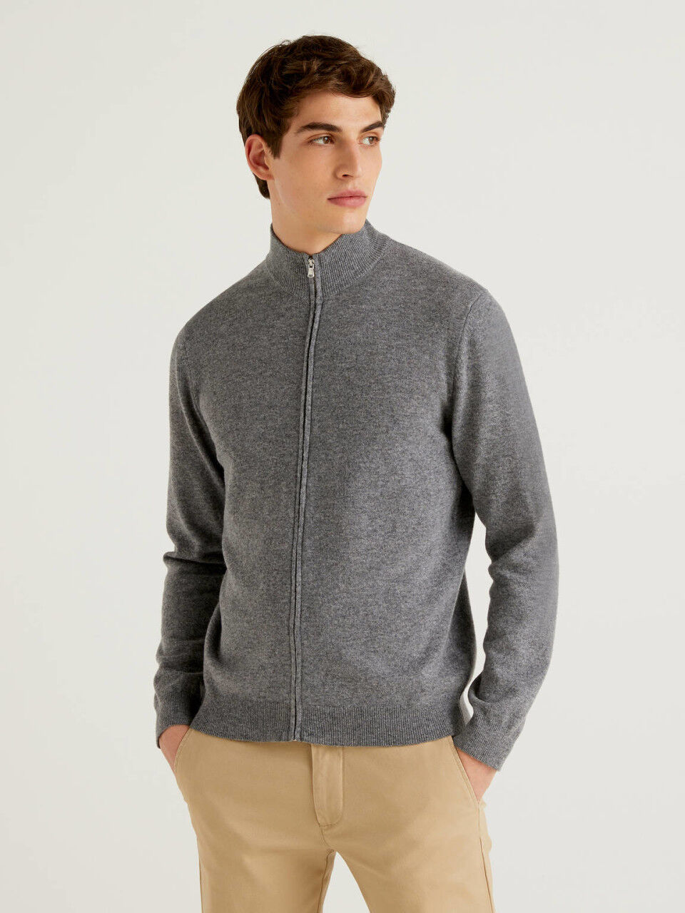 Mens pure wool cardigan