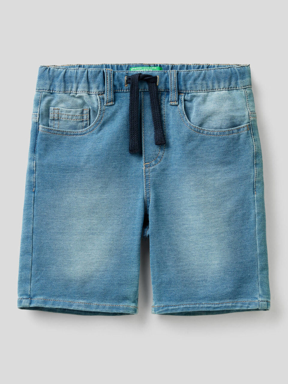 Fleece denim-look bermudas image number null