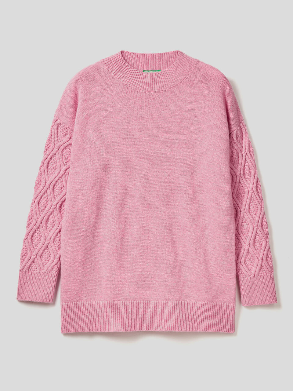 Turtleneck sweater with knit sleeves image number 1