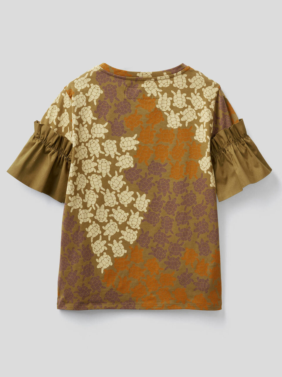 Printed t-shirt with ruffled sleeves image number null