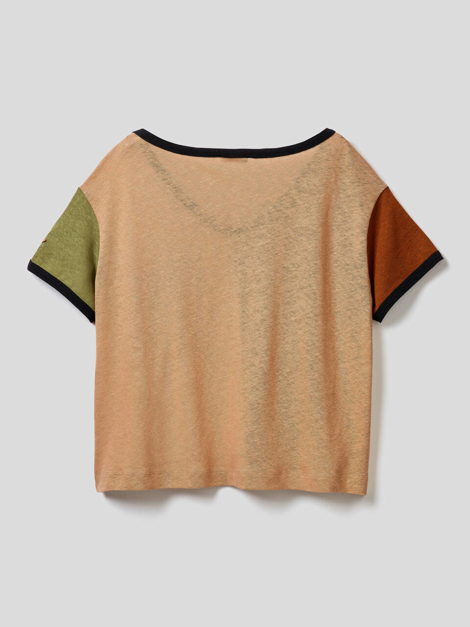 Color block t-shirt in linen blend cotton image number null