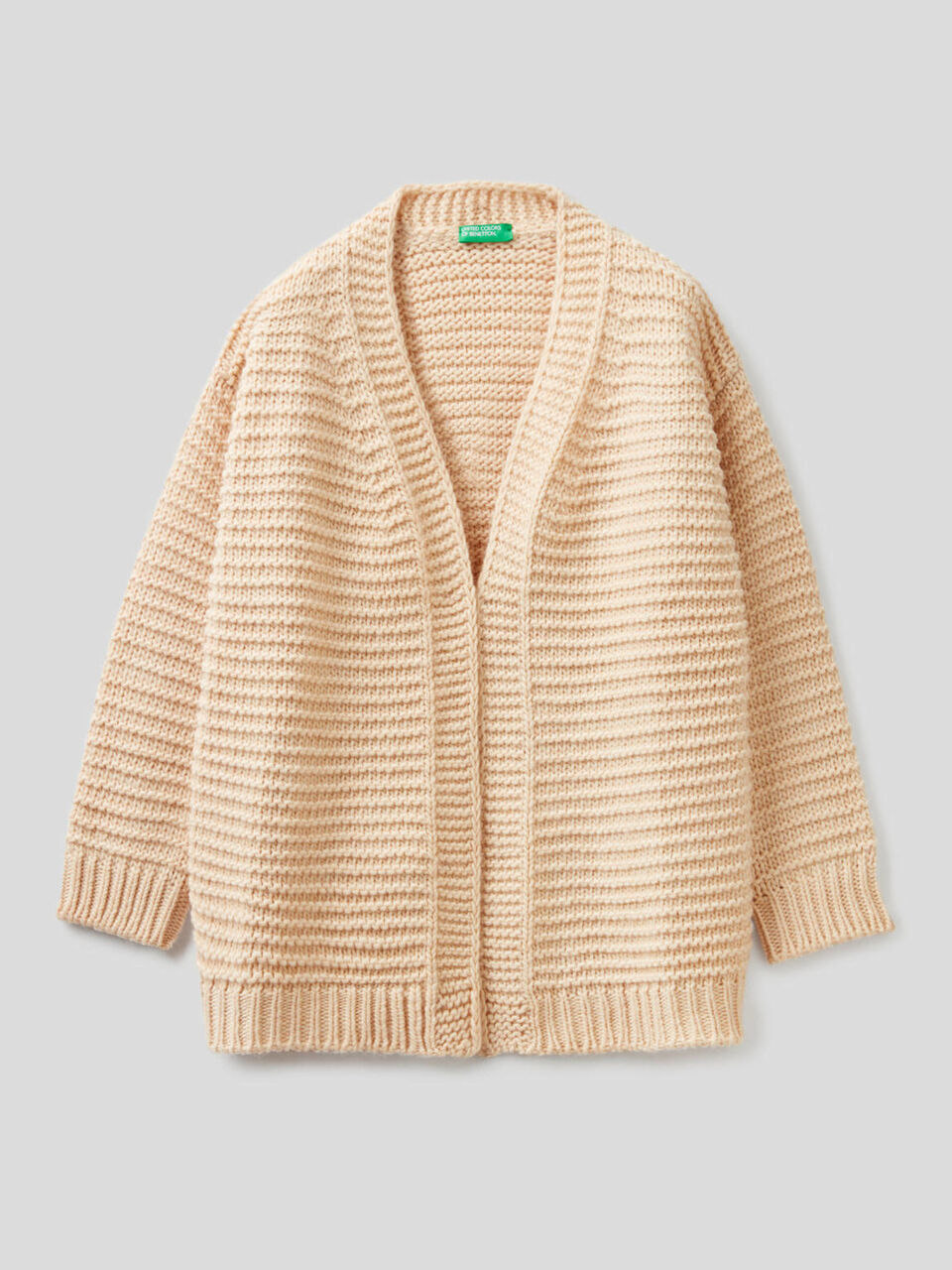 Maxi cardigan in wool blend knit image number 1