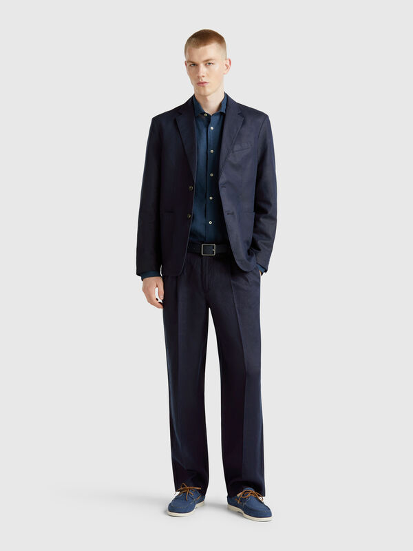 Wide chinos in pure linen Men