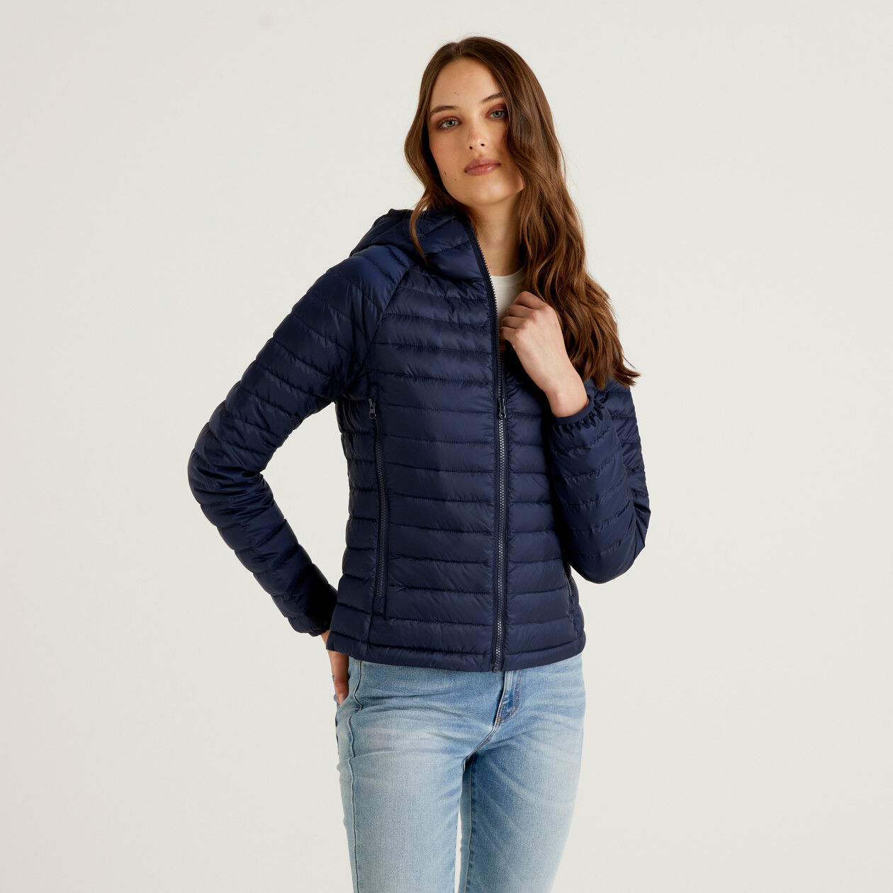 navy blue padded coats