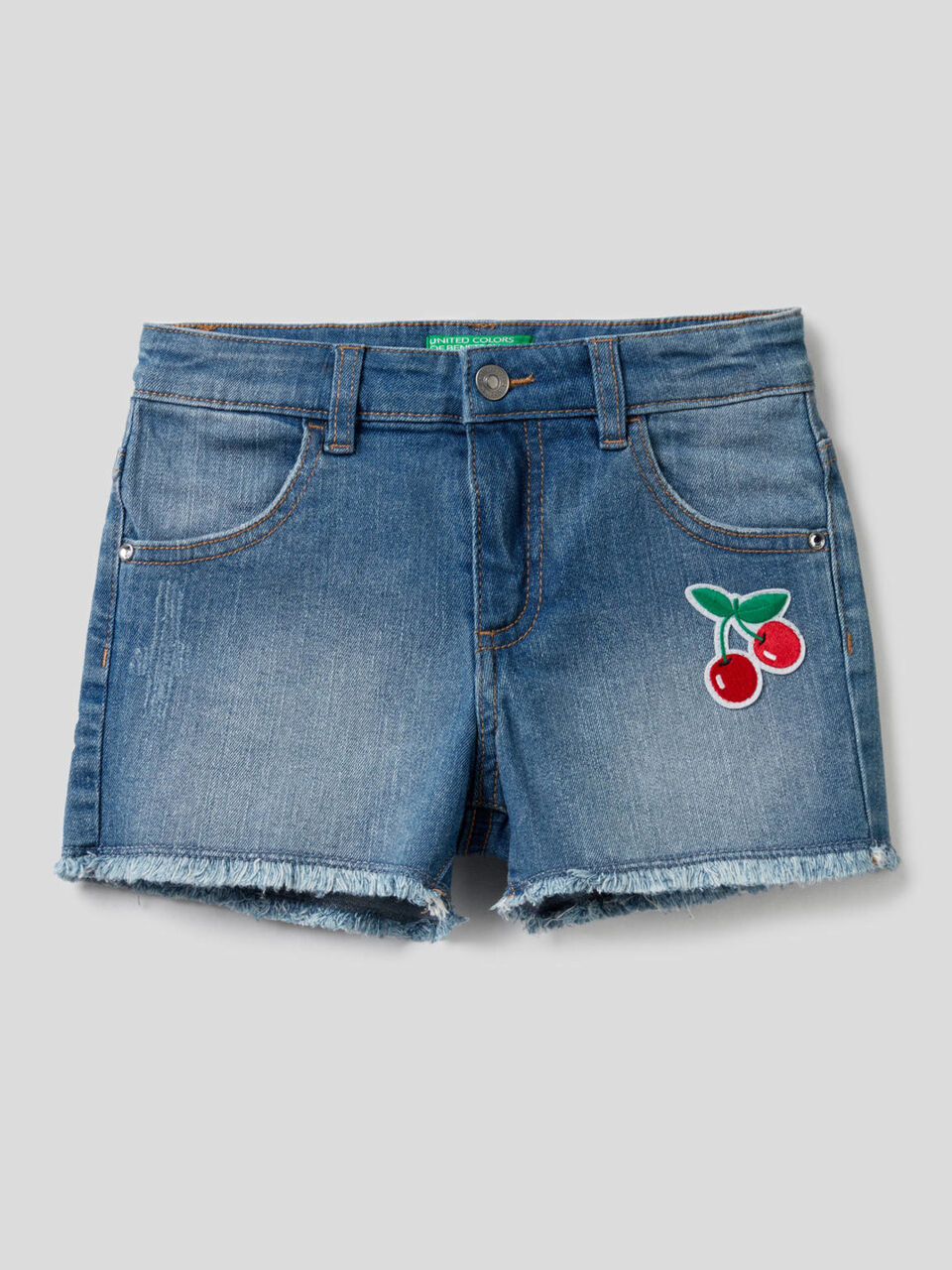 Jean shorts with patches image number null