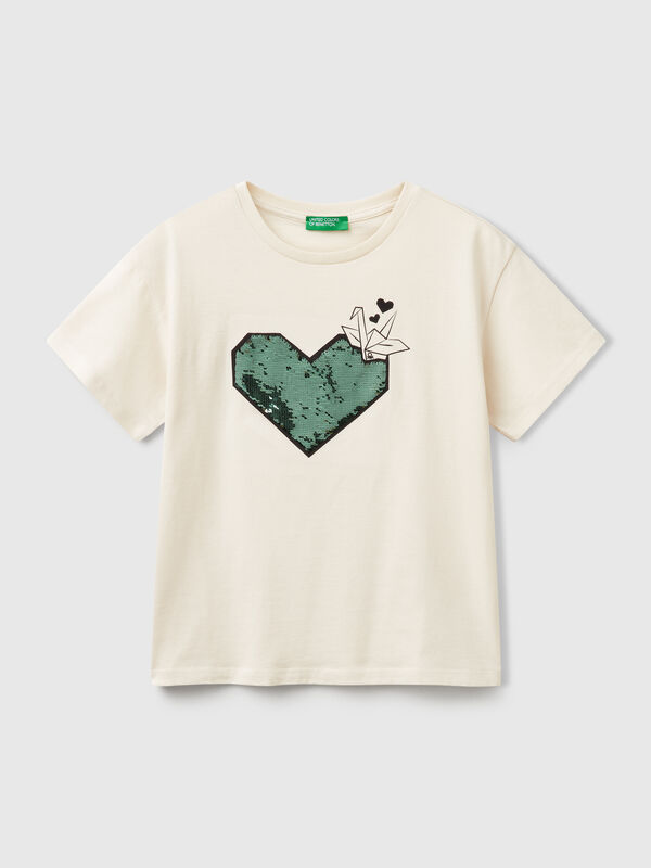 T-shirt with print and sequins Junior Girl