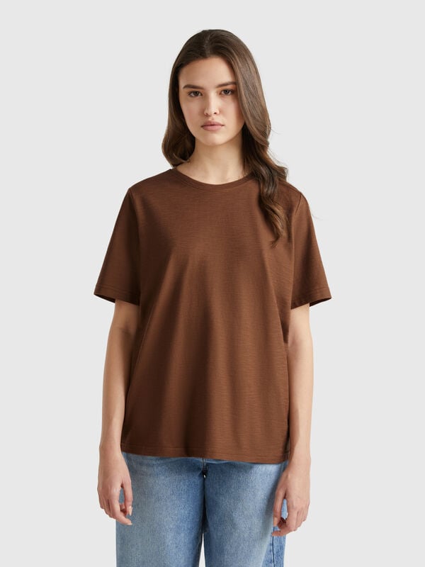 Crew neck t-shirt in slub cotton Women