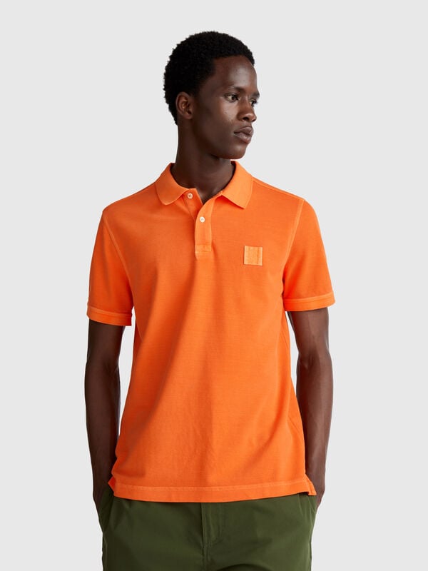 Orange regular fit polo Men