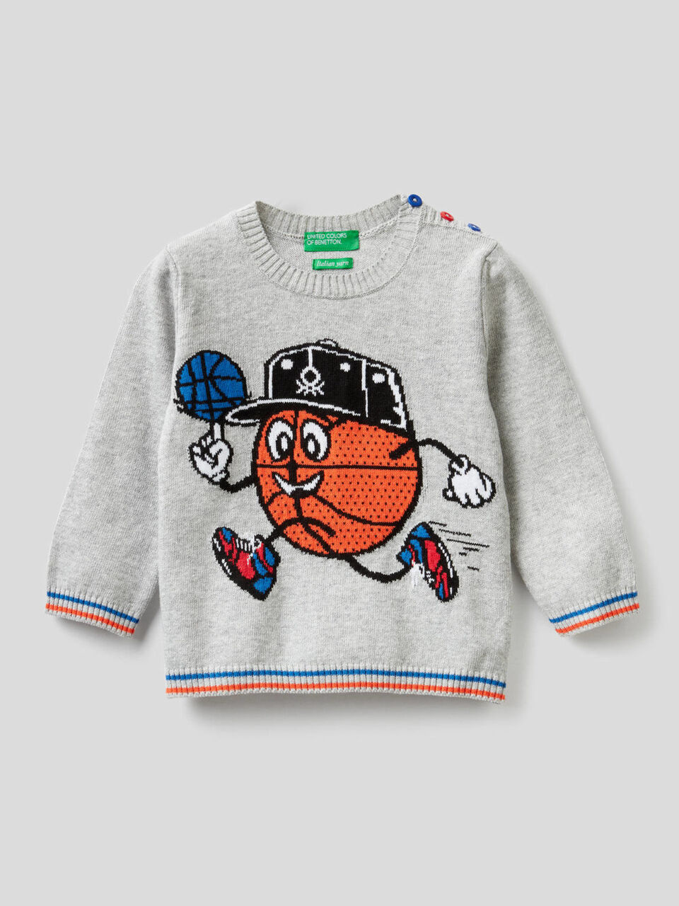 Crew neck sweater with inlaid design image number null