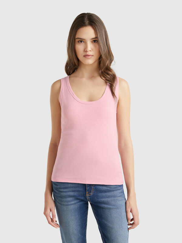 Pink tank top in pure cotton Women
