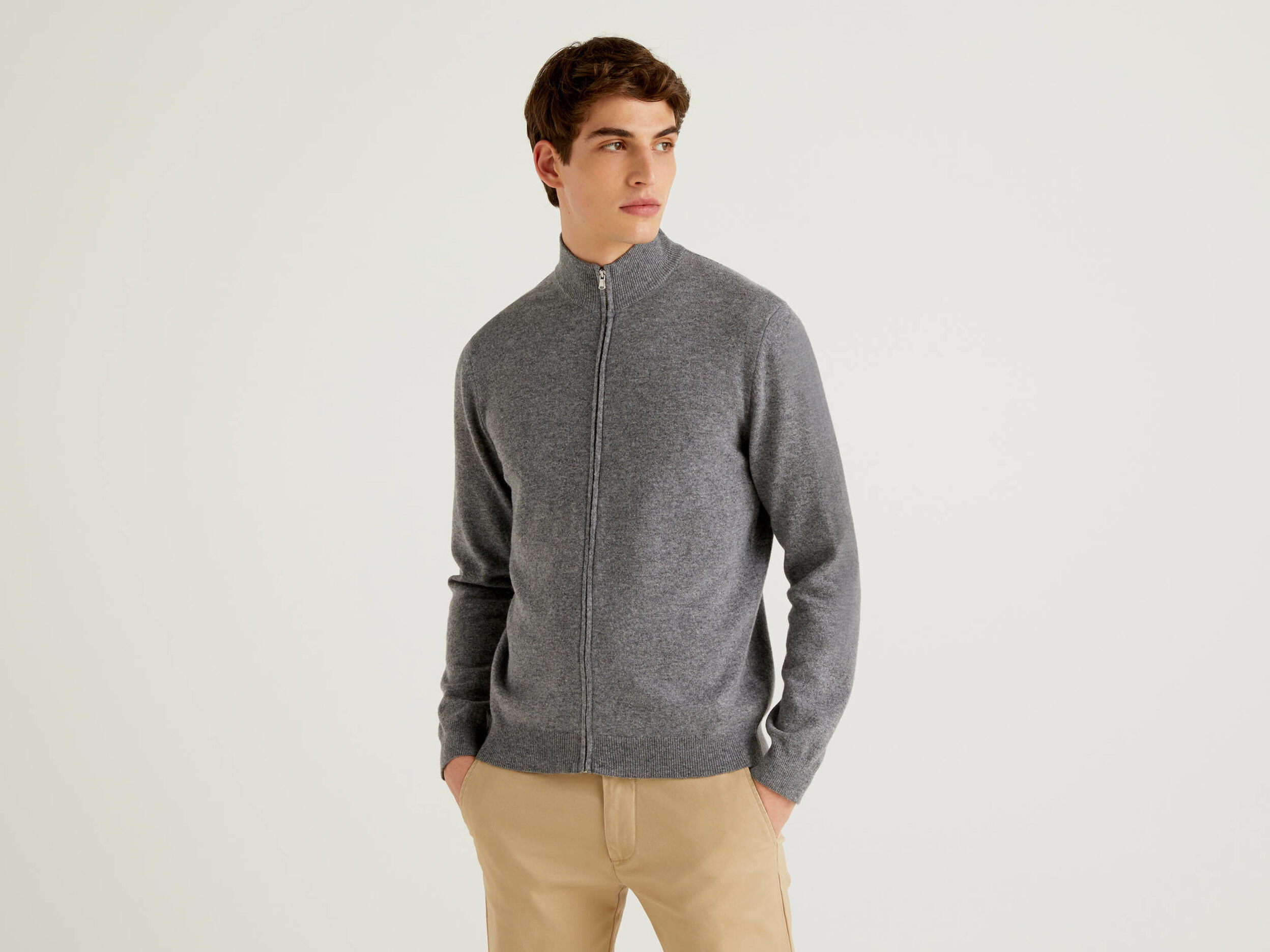 Zip up wool sweater clearance