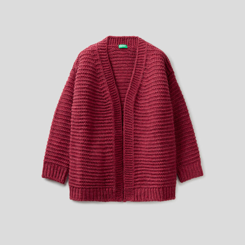 Maxi cardigan in wool blend knit
