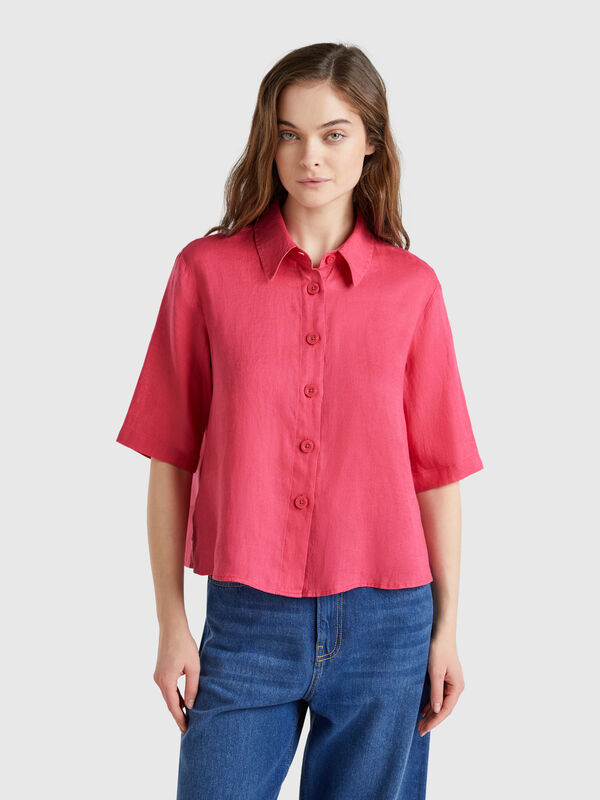 Short shirt in pure linen Women