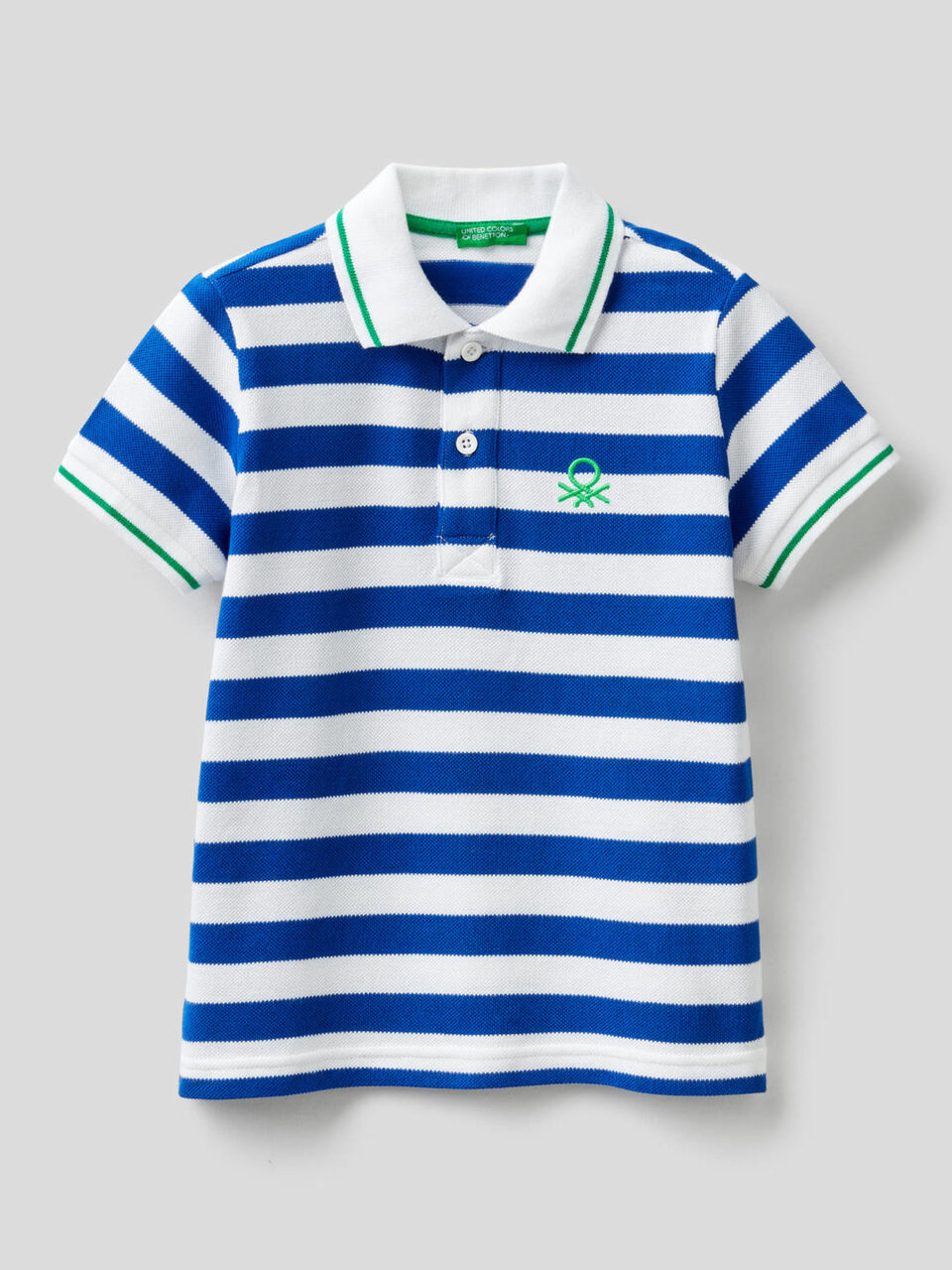 Striped polo in 100% cotton image number null