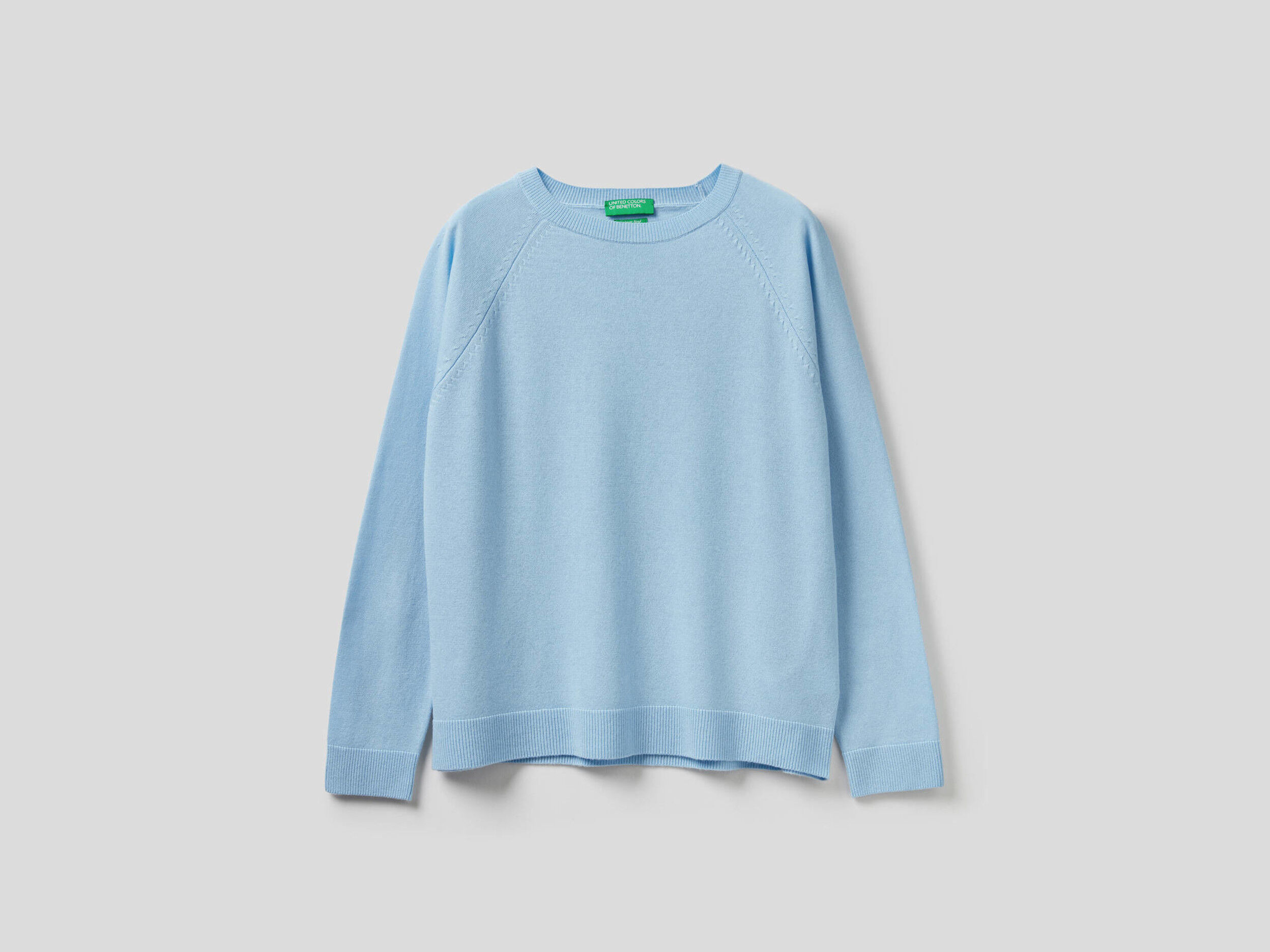 light blue crew neck sweater