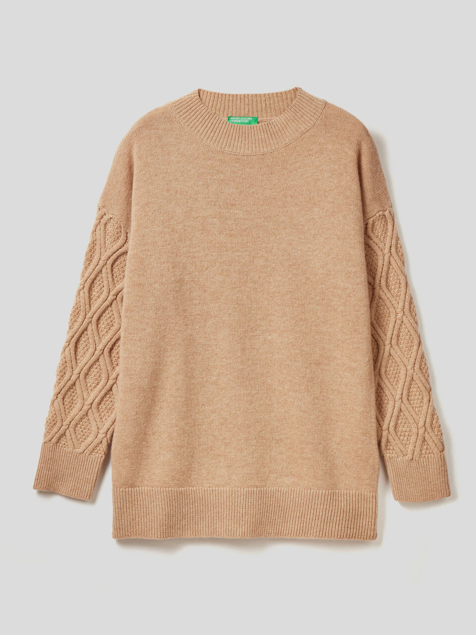 Turtleneck sweater with knit sleeves image number 1