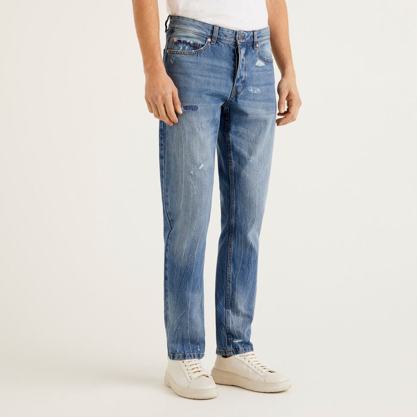 Straight leg 100% cotton jeans