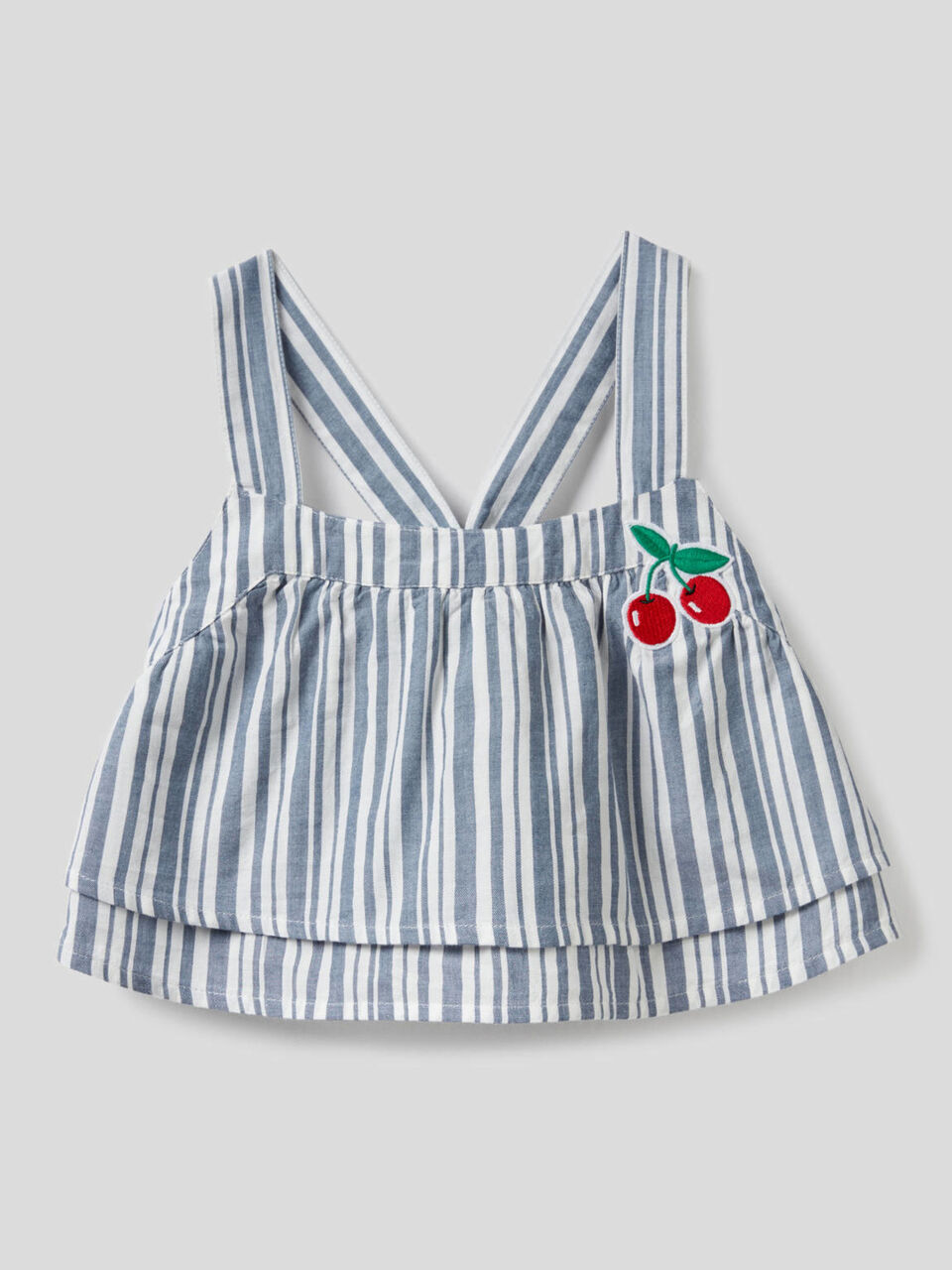Striped crop top with frills image number null