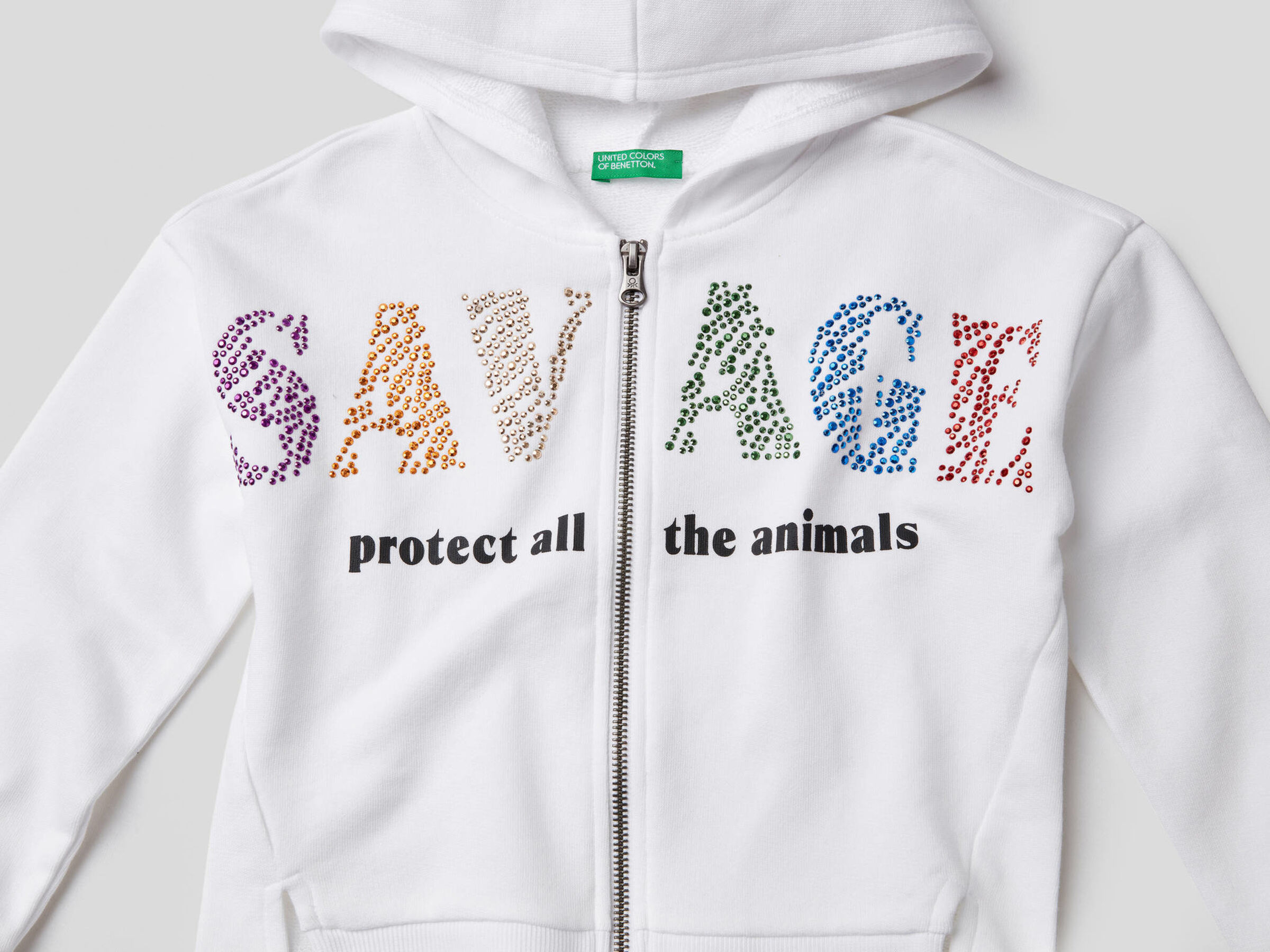 Sweatshirt with print and colorful studs image number null