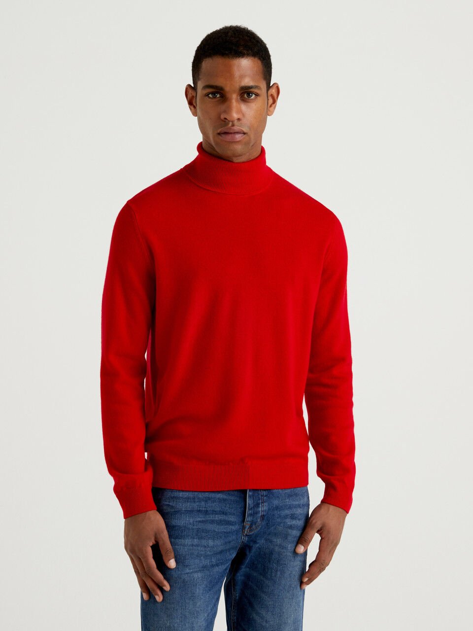 red polo neck jumper mens