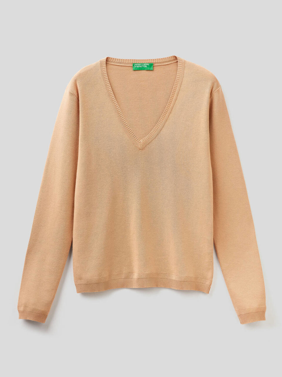 Pure cotton sweater with V-neck image number null