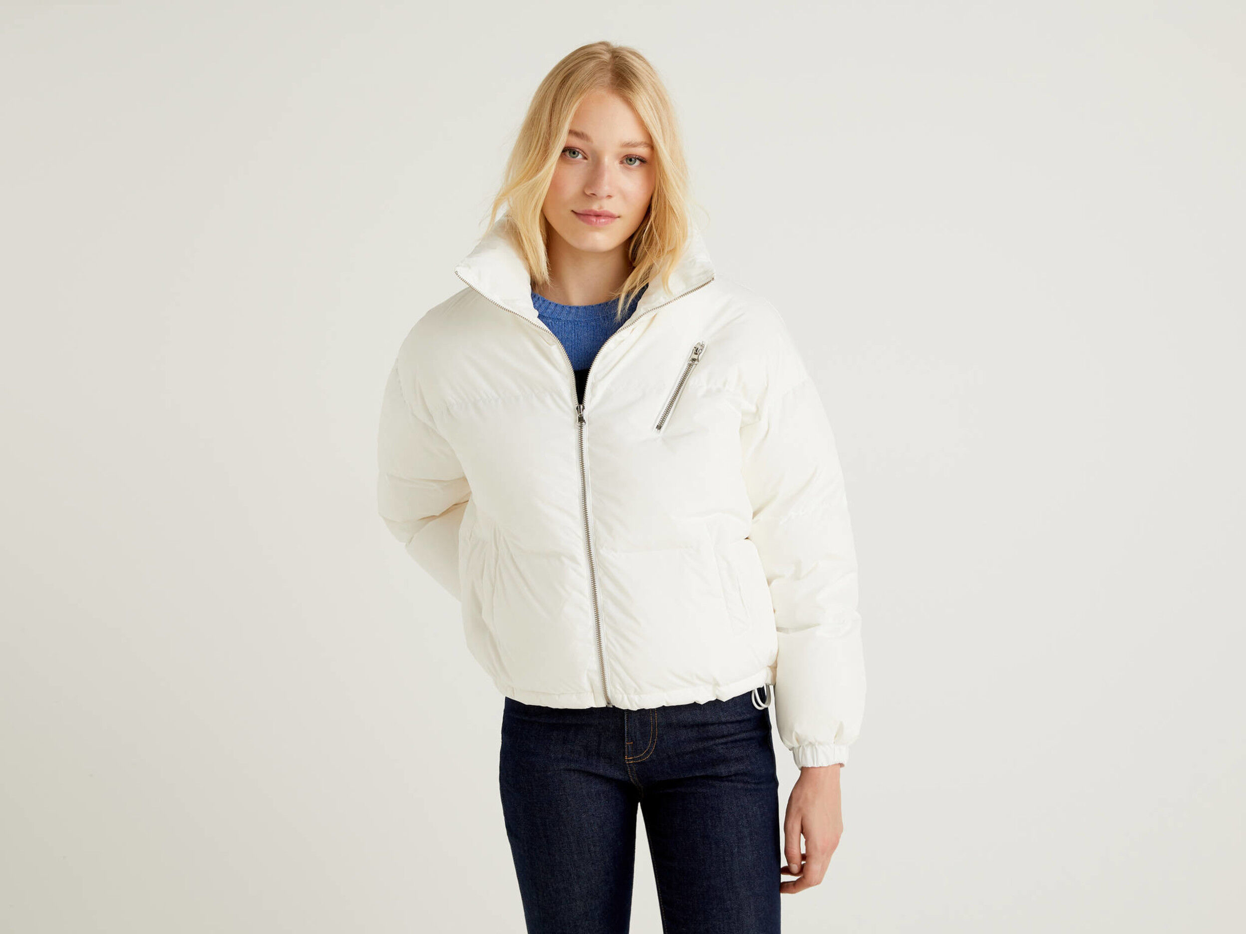 quilted jacket with high neck