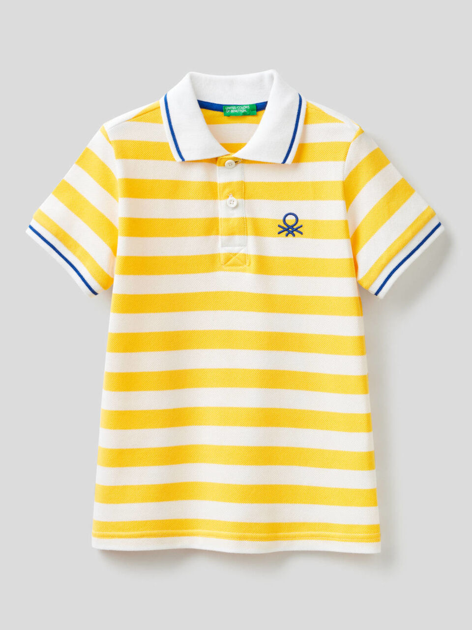 Striped polo in 100% cotton image number null