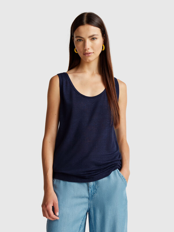 Tank top in pure linen Women