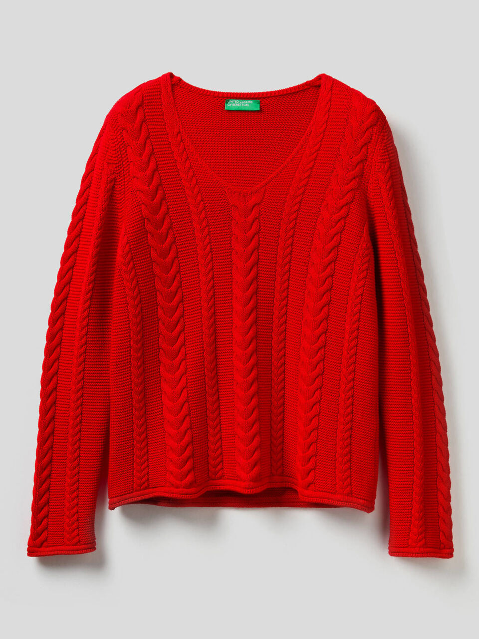 Cable knit sweater in pure cotton image number null