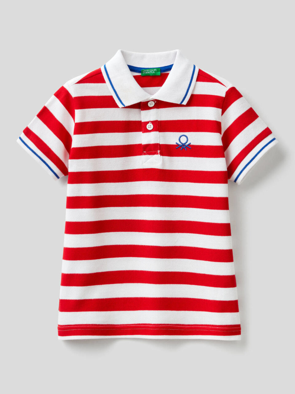 Striped polo in 100% cotton image number null