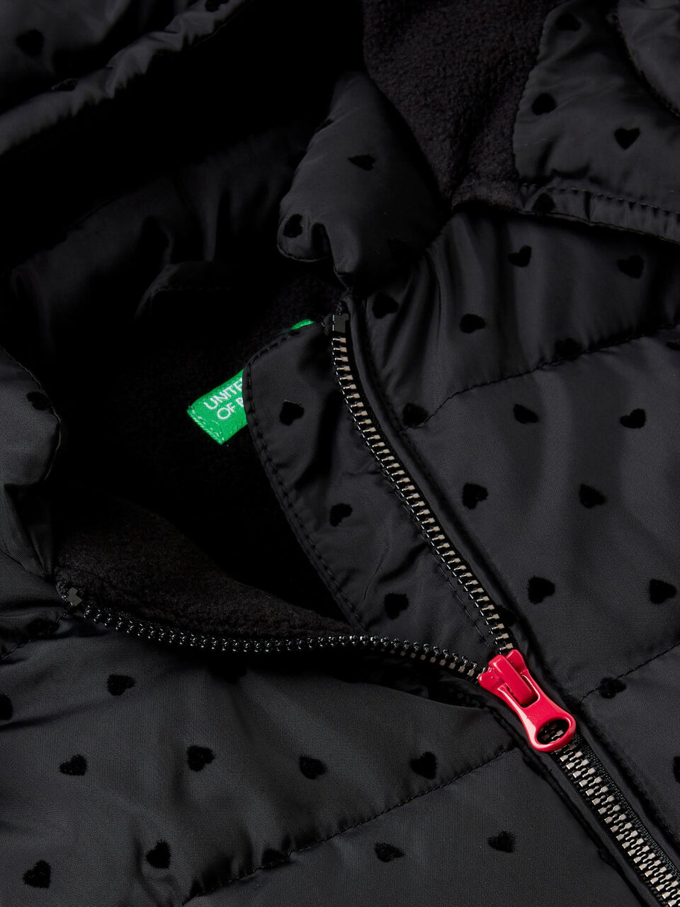 Jacket With Heart Print And Hood