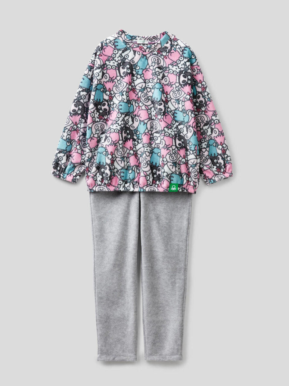 Fleece pyjamas with printed top image number 1