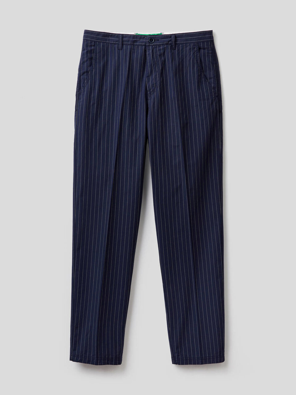 Pinstripe trousers in pure cotton image number null