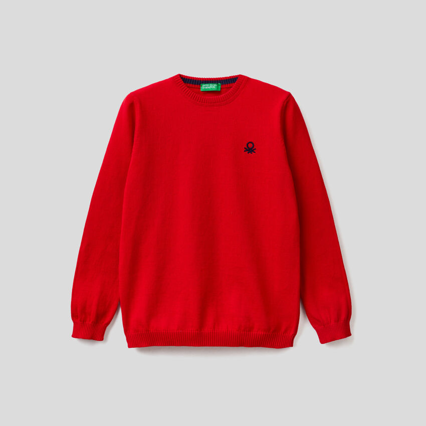 Pure cotton sweater with logo