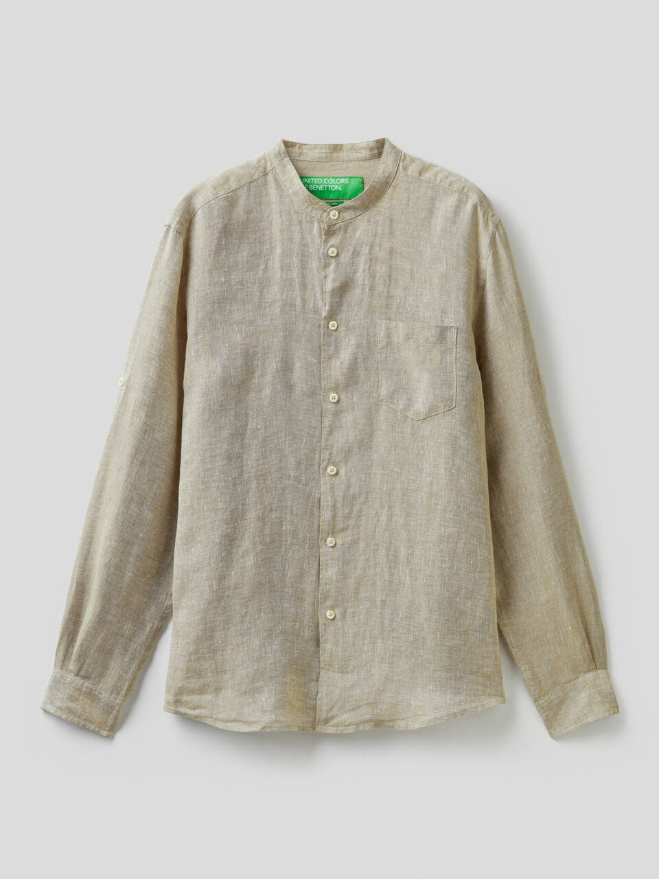 Linen short with Mandarin collar image number 1