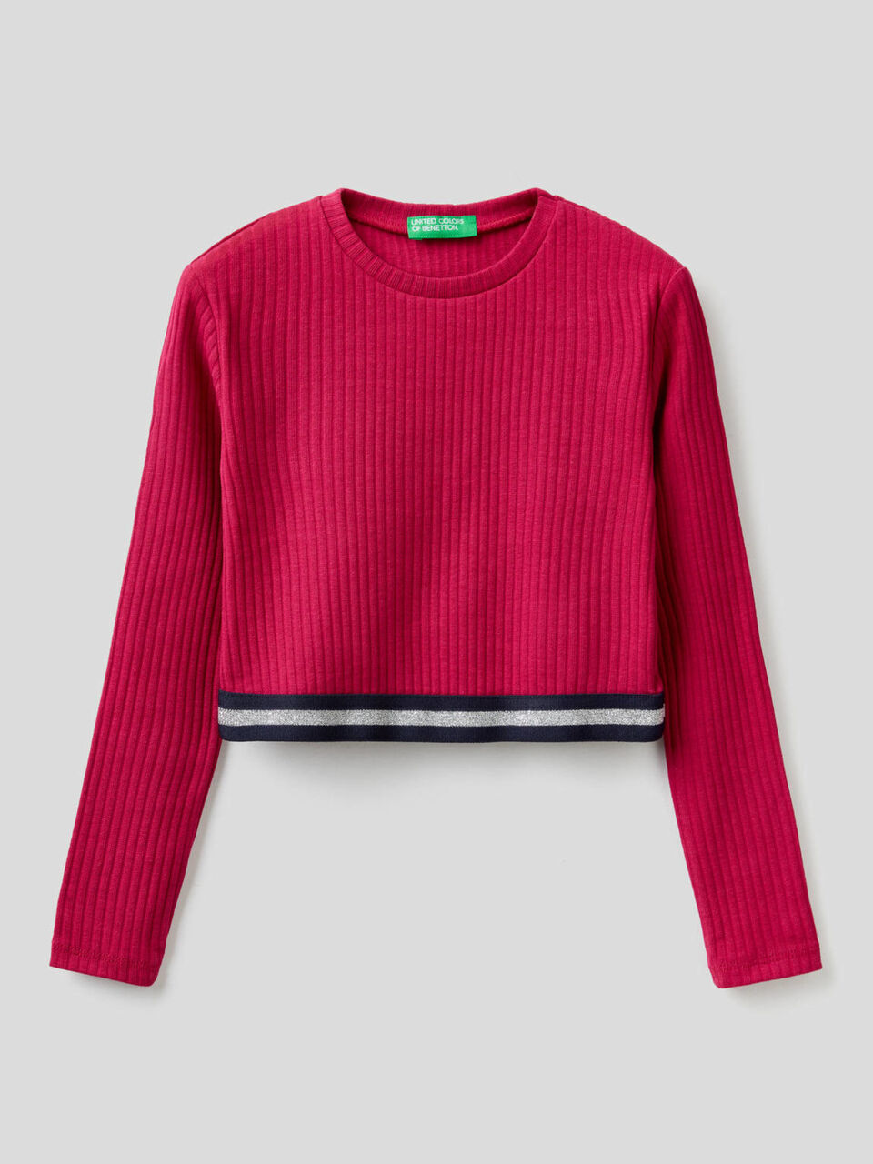 Cropped t-shirt in stretch cotton image number 1