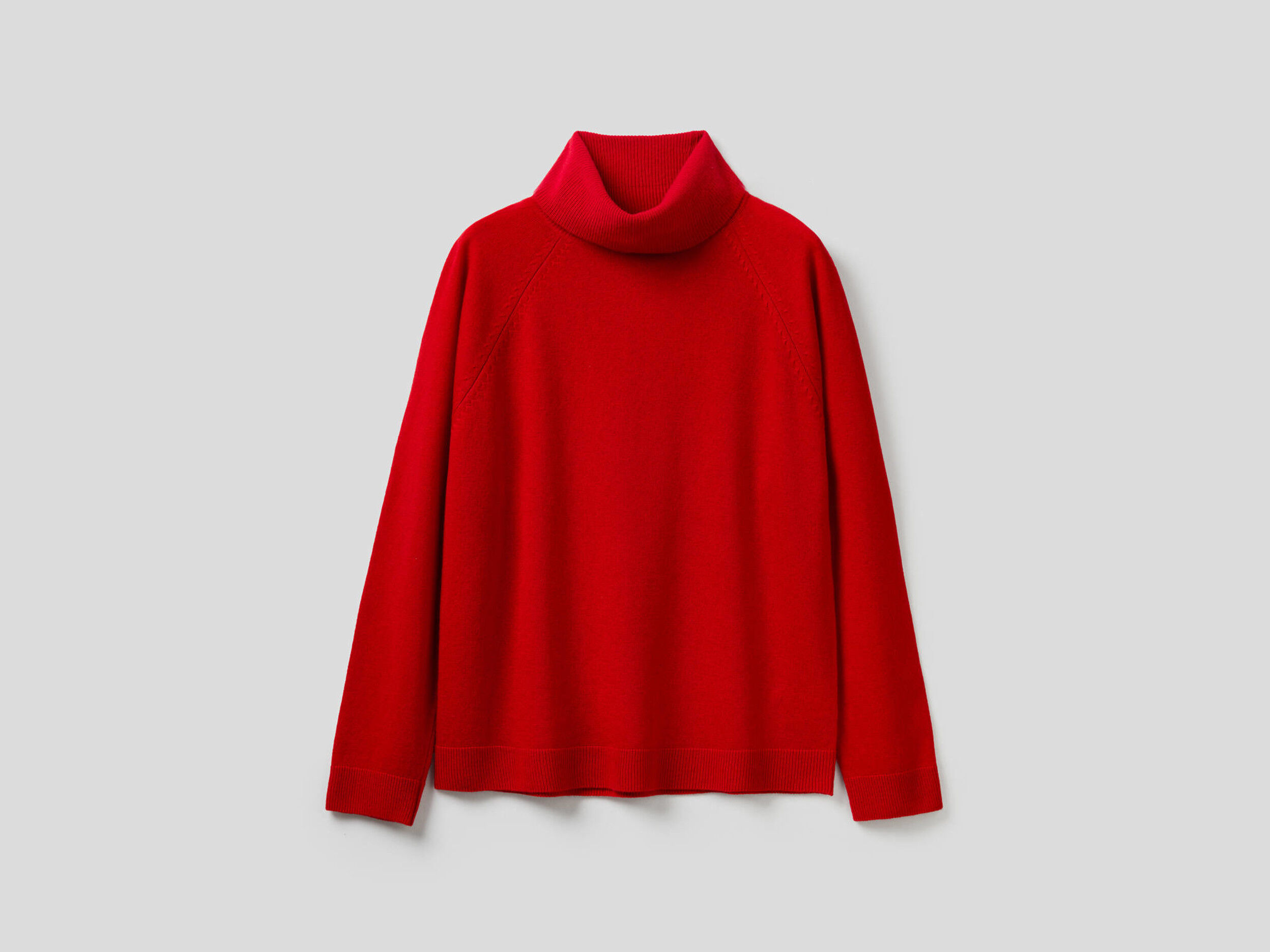 high neck red sweater