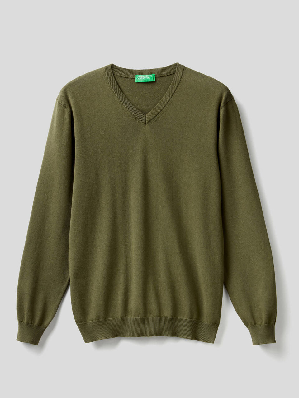 Pure cotton sweater with V-neck image number null