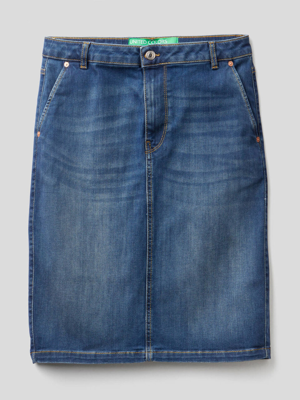 Stretch denim pencil skirt image number null