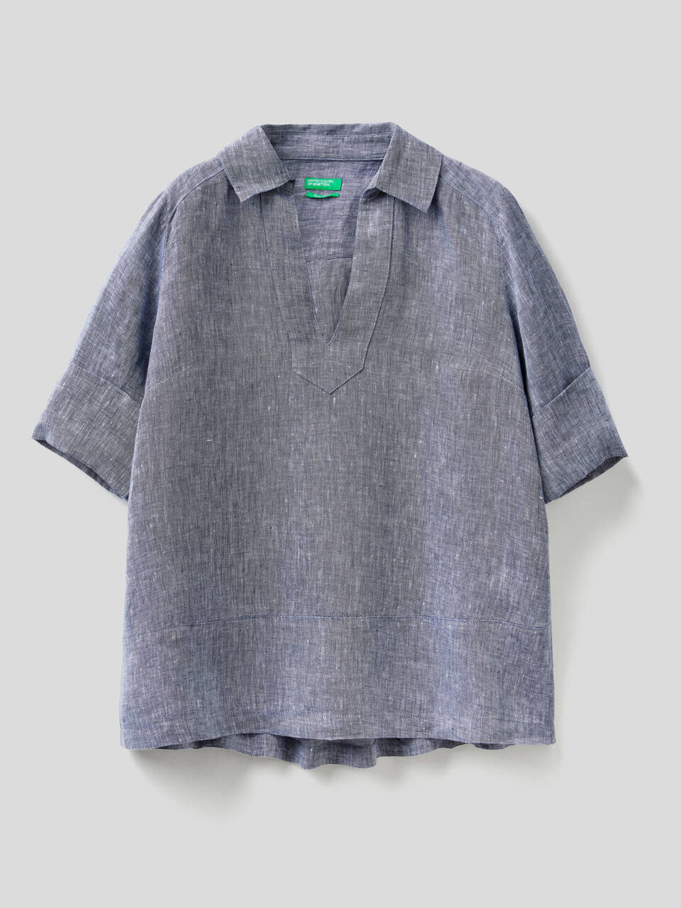 Short sleeve blouse in pure linen image number 1