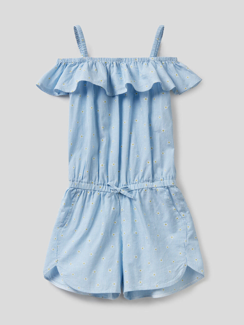 Striped short jumpsuit with frills image number null
