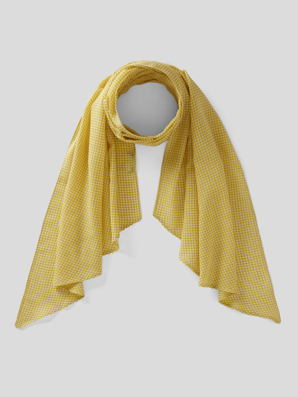 Vichy check pashmina in cotton image number 1