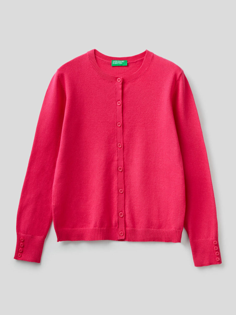 Cotton blend crew neck cardigan image number null